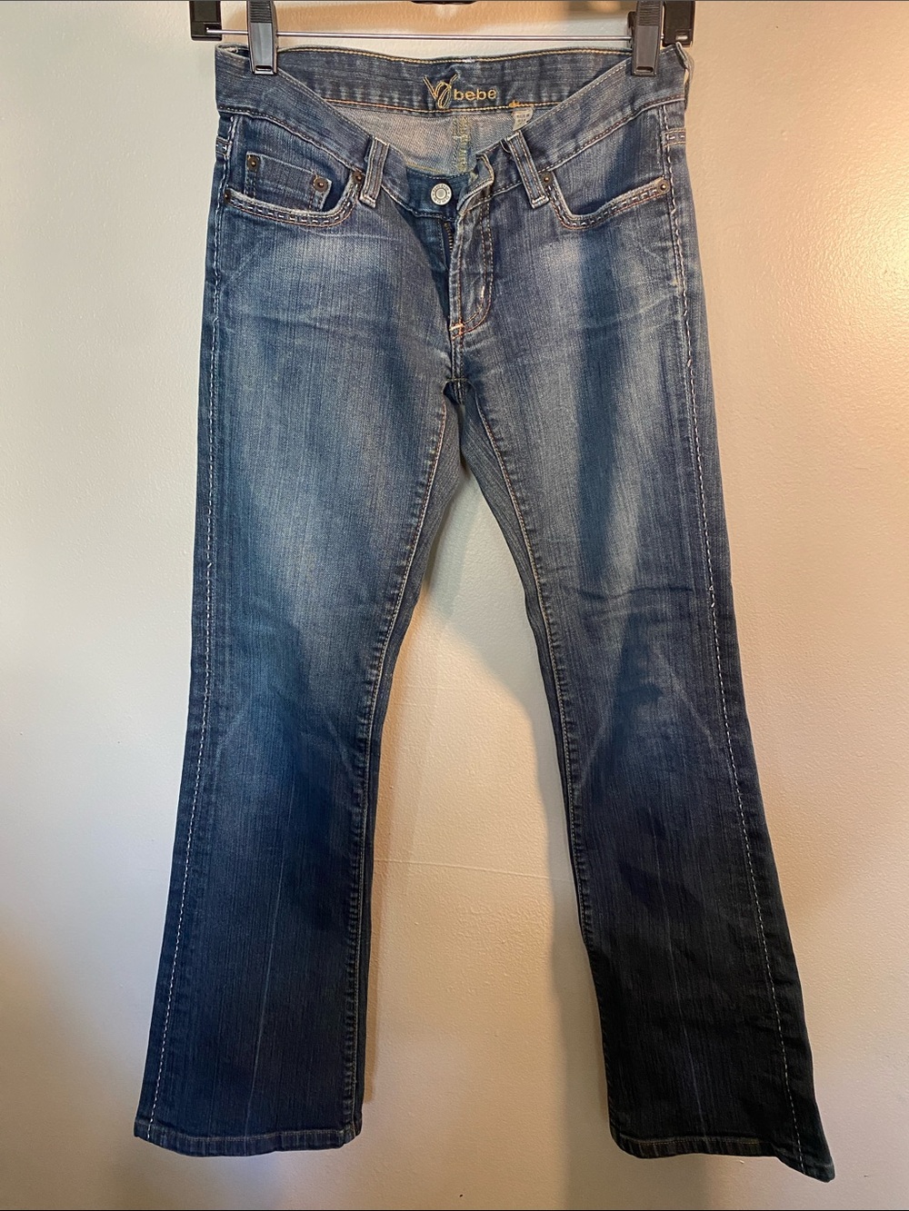 bebe Dark Blue Flared Wide-Leg Jeans